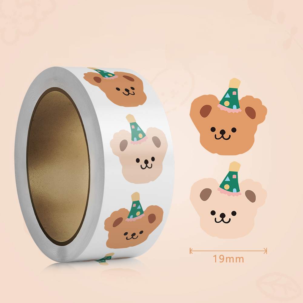 Label Printer Tape - Conjunto de 500 Adesivos de Urso