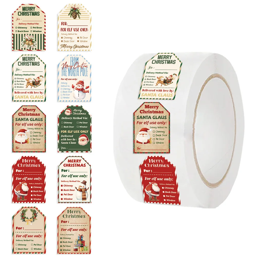 Label Printer Tape - Rolo de 500 Adesivos de Natal,