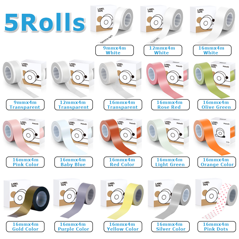 5 rolos 9mm 12mm 16mm (4 metro - Label Printer Tape avaliação e preço